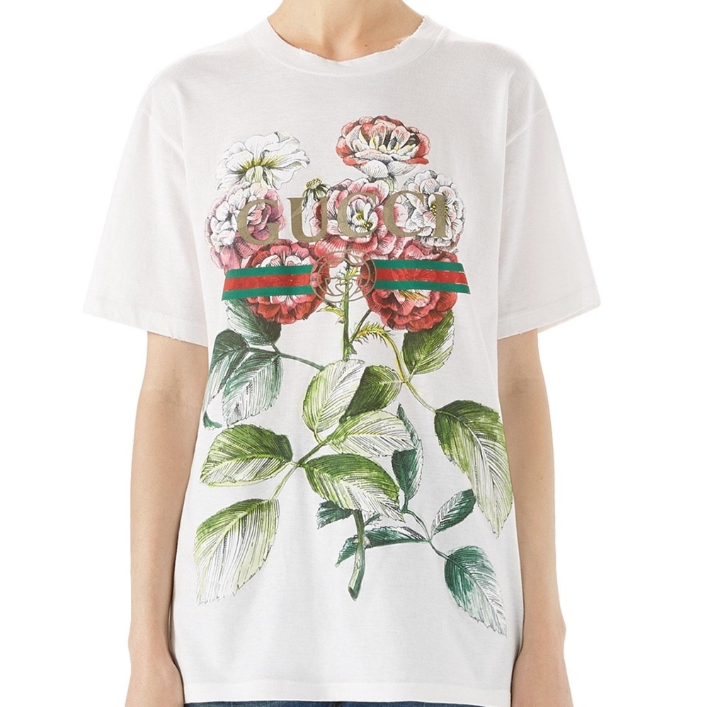 Gucci Floral and Logo Print T-Shirt